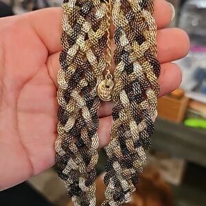 Elegant Gold and Silver Braided Necklace